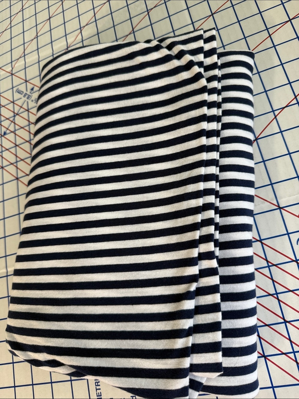 Navy White Striped Jersey Knit Fabric 2.5 Yards x 54” Stretch